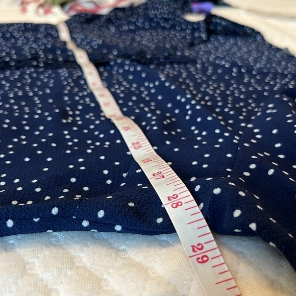 B Skies are Blue Navy and White Polka Dot Ruffle Blouse - Picture 7 of 9